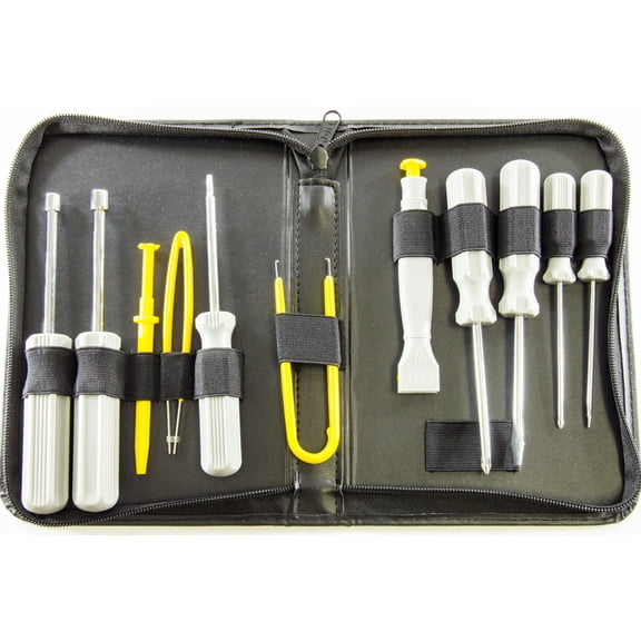 12 Piece Computer and Electronics Toolkit with Flat, #0 / #1 Phillips, and T15 Screwdrivers, Nut Drivers, IC Extractor, IC inserter, and Tweezers (Model CTK2)