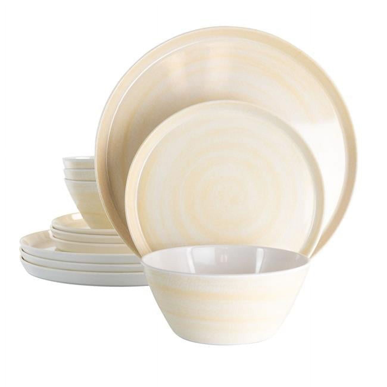 Cream Melamine 12-Piece Outdoor Dinnerware Set