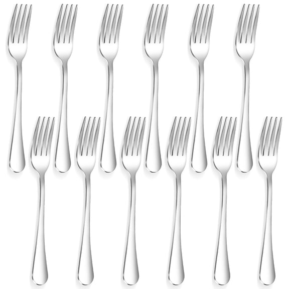 12 Piece Dinner Forks, 8 Inch, Top Food Grade Extra-Fine Stainless Steel Silverware Forks，Silverware Set, Dishwasher Safe （Black), Black fork