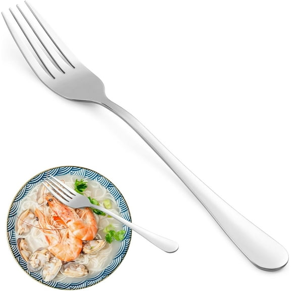 12 Piece Dinner Forks Set, Food-Grade Stainless Steel Forks Silverware, Cutlery Forks, Dessert Forks, Metal Forks for Home, Kitchen or Restaurant, Mirror Polished, Dishwasher Safe - 8 Inch