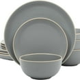 thumbnail image 1 of 12-Piece Dinnerware Set Service for 4, Grey Matte, 1 of 5