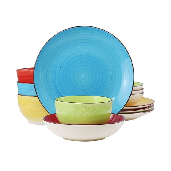 12-Piece Dinnerware Set, Service for 4, Stoneware, Mix & Match Colors