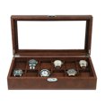 thumbnail image 1 of 12 Piece Distressed Brown Leatherette Big Face Watch Display Case Storage Box, 1 of 6