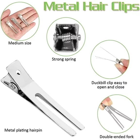 12-Piece Double Prong Hair Curling Clips for Secure Salon Styling and Effortless Extensions Application