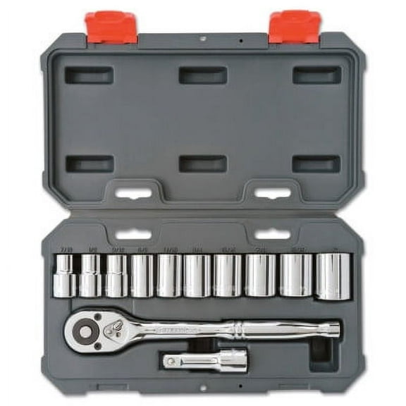 12 Piece Drive Socket Wrench Set with Blow Molded Case, 1/2 in, SAE
