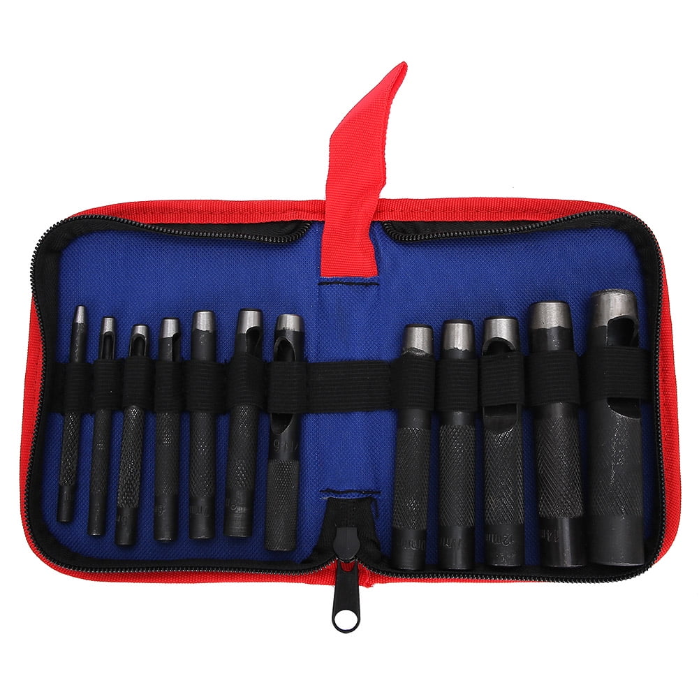 12-Piece Ergonomic Leather Punch Set, Hand-Operated Steel Tools for ...