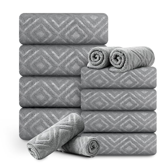 12 Piece Family Towels Set for Bathroom, Quick Drying, High Absorbent Ultra Soft Towel Sheet, Includes 4 Bath Towels, 4 Hand Towels, & 4 Washcloths (Dark Gray)