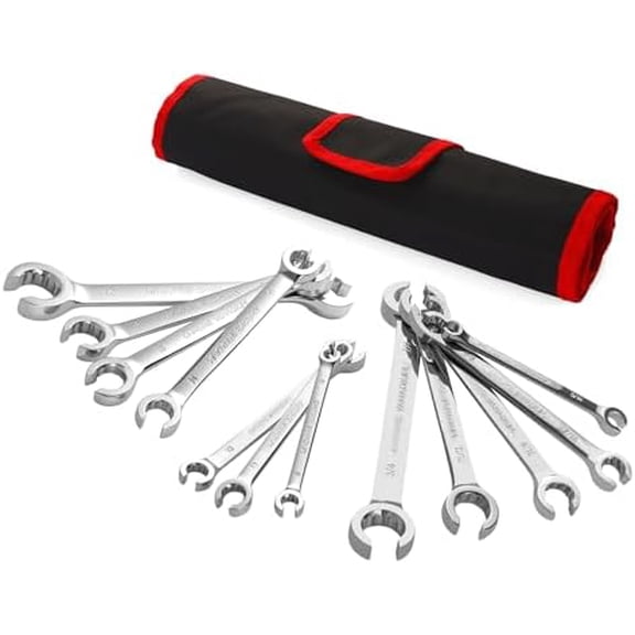 12-Piece Flare Nut Wrench Set, Metric & Standard, 12-Point Line Wrench Set 6 to 21mm & 1/4" to 7/8", Cr-V Steel$$Tools & Hardware Other