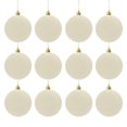 thumbnail image 1 of 12-Piece Flocked Christmas Ball Ornaments 2.4 in Plastic Velvet Style Baubles Beige for Tree Wreath Decor, 1 of 9