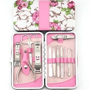 12 Piece Stainless Steel Manicure and Pedicure Set, Travel Grooming Kit with PU Leather Case, TIKA