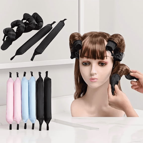 12-Piece Foam Hair Curling Tube Set, Heatless Big Wave Rollers with Button Snap Closure for Full Head Styling