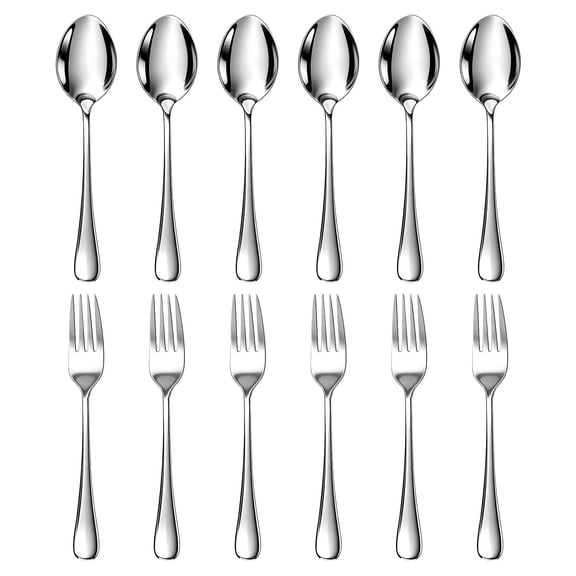 12 Piece Forks and Spoons Silverware Set, Stainless Steel Heavy Duty Dinner Utensils Flatware Cutlery Set for Home Kitchen Restaurant
