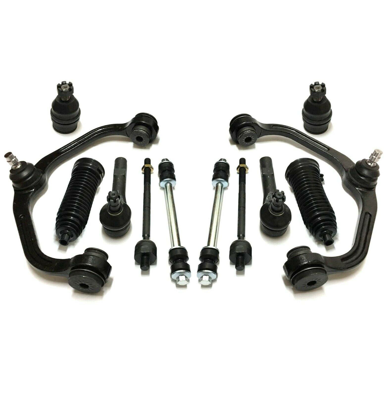 12 Piece Front Upper Control Arm Tie Rod Ends Bellow Boots Sway Bar