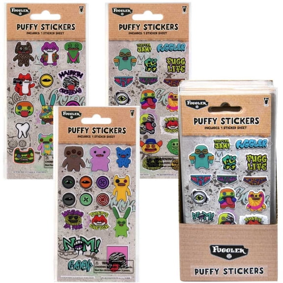 12 Piece Fuggler Puffy Stickers 3 Asstd, party favor