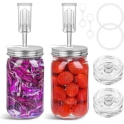 12-Piece Glass Fermentation Jar Set, 2 Pack Wide Mouth Mason Jars with Airlock Lids & Glass Weights, Complete Kit with Gaskets & Lid Lifter for Pickling, Kimchi, Kombucha & Fermented Foods