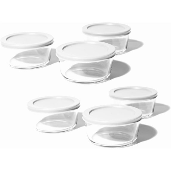 12-Piece Glass Food Storage Containers Set (6 Containers + 6 BPA-Free Lids) | 4-Cup, Leakproof | Microwave, Freezer, Oven & Dishwasher Safe | Ideal for Meal Prep & Pantry Organization