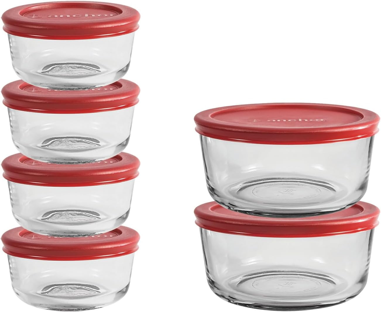 12 Piece Red Glass Storage Containers with Clip-On Lids