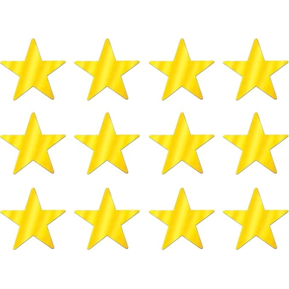 12 Piece Gold Metallic Plastic Star Cut Outs For Weddings Birthday Parties Classroom Decorations