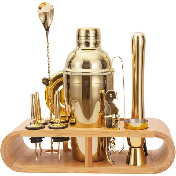 12-Piece Gold Stainless Steel Cocktail Shaker Set (18.6oz) – Pro/Home Bartending Drink Mix Tools