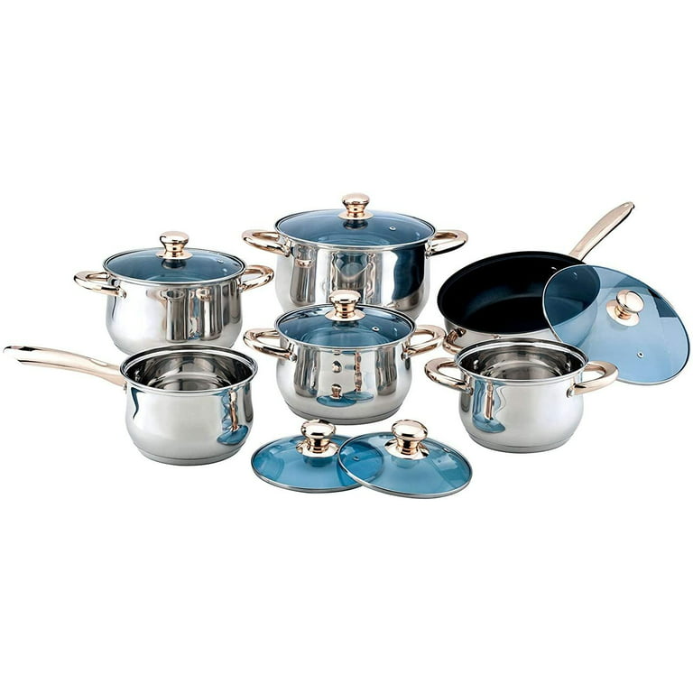 12 Piece Gourmet Stainless Steel Cookware Pots & Pans Nonstick