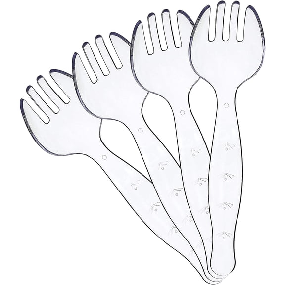 12 Piece Heavy Duty Clear Plastic Serving Fork Catering Utensil Flatware