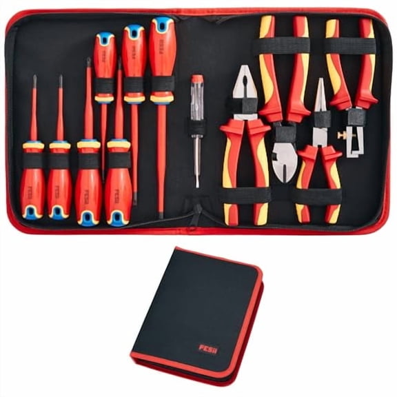 12-Piece Insulated Electrician Tool Set - 1000V Screwdriver & Pliers Kit with Voltage Tester & Storage Case$$Tools & Hardware Other