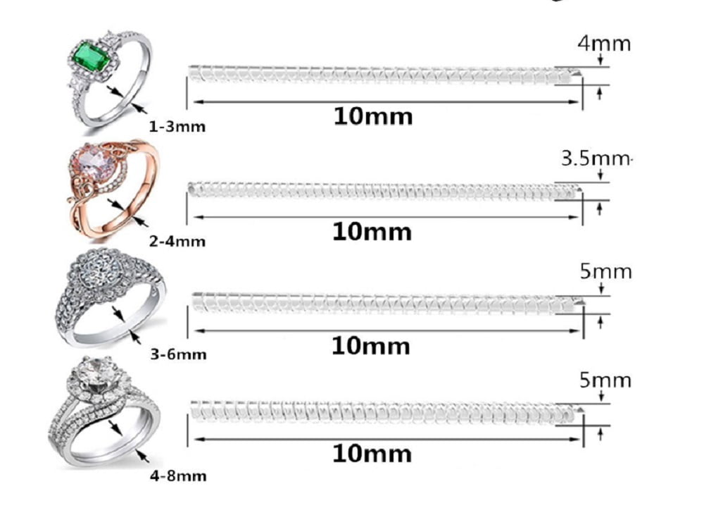 4-Pack Clear Ring Size Adjusters for Loose Rings Invisible Fit Set with 4 Sizes for Women & Men Comfortable, Flexible Jewelry Resizer Inserts TIKA