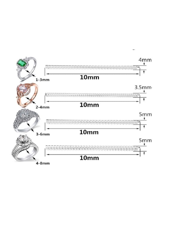 4 Pack Clear Ring Size Adjusters, 4 Size Ring Guards and Spacers for Loose Rings, TIKA
