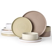 Famiware 12-Piece Reactive Glaze Stoneware Dinnerware Set, Service for 4, Assorted Colors