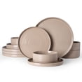 thumbnail image 1 of Famiware 12-Piece Reactive Glaze Stoneware Dinnerware Set, Service for 4, Cinnamon Brown, 1 of 6