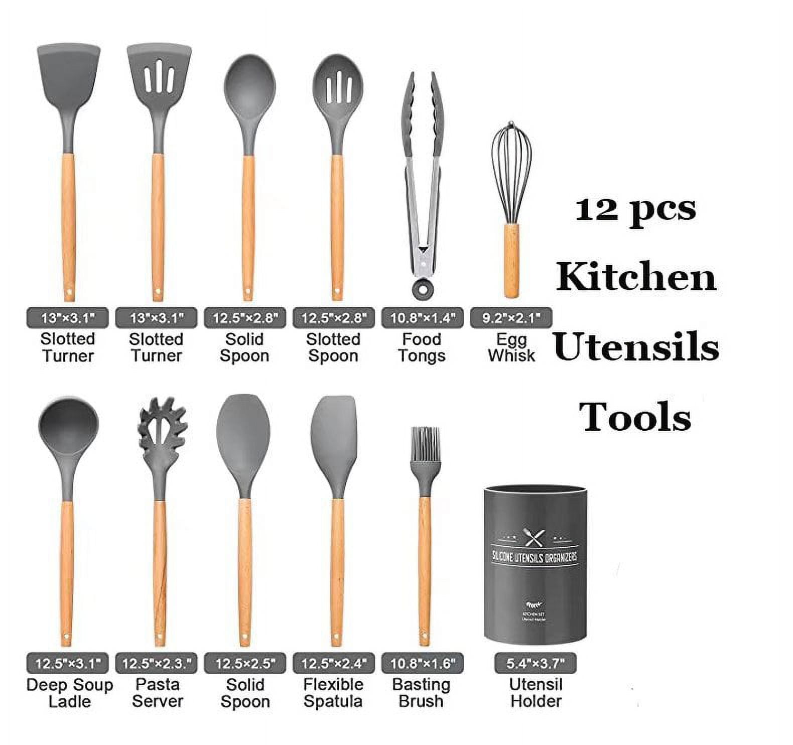 Nonstick Cooking Spoon Shovel 13 Piece Silicone Kitchenware Set