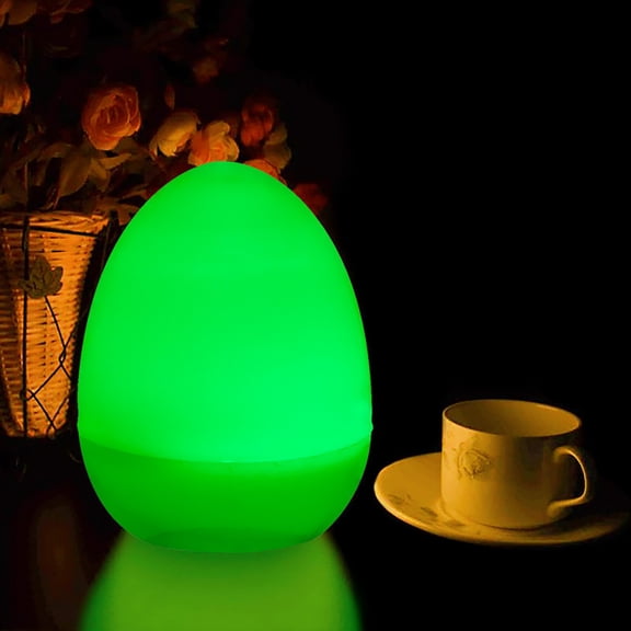 12 Piece Led Glowing Artificial Easter Egg Ornaments Set, Green Light, Plastic Glow Eggs for Indoor Decorations, Party Atmosphere, 2 Inch, By Kingtowag