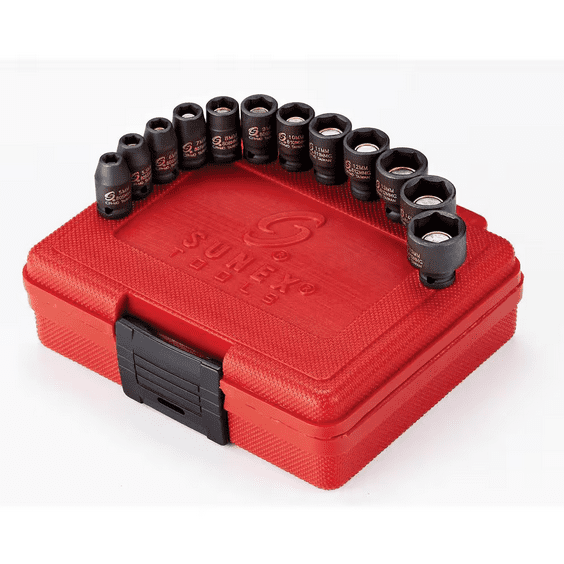 12-Piece Magnetic Metric Impact Socket Set Heavy-Duty Tool Kit