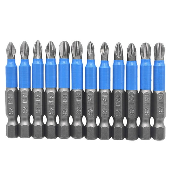 12-Piece Magnetic Screwdriver Bit Set - S2 Alloy Steel, 1/4 Inch Hex Shank, Non-Slip Texture, Fits Most Screwdrivers and Drills