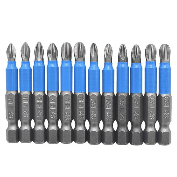 12-Piece Magnetic Screwdriver Bit Set - S2 Alloy Steel, 1/4 Inch Hex Shank, Non-Slip Texture, Fits Most Screwdrivers and Drills