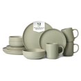 thumbnail image 1 of 12-Piece Matte Green Dinnerware Set,Stoneware Dinnerware for 3, Microwave & Dishwasher Safe, Stackable Design for Kitchen and Dining - Plates,Bowls and Mugs, 1 of 11