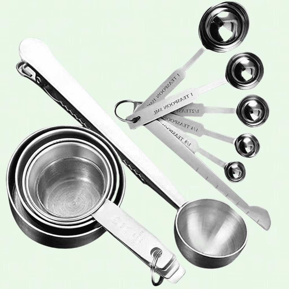 12 Piece Measuring Cups and Spoons Set Stainless Steel, Stackable ...