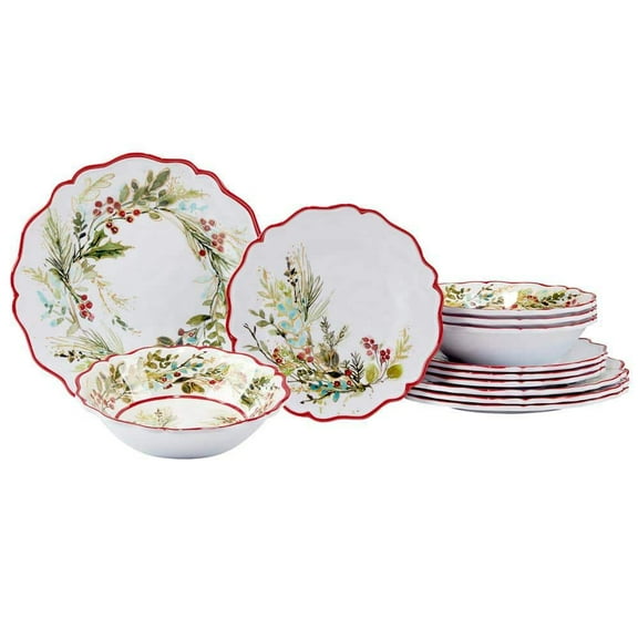 12-Piece Melamine Christmas Gatherings Melamine Dinnerware Set