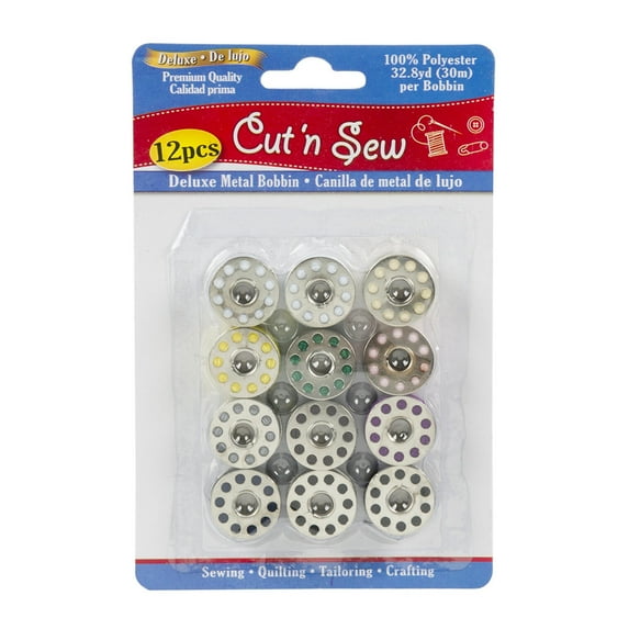 12 Piece Metal Bobbin Sewing Kit