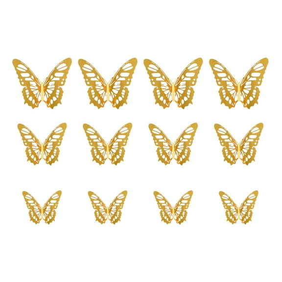 12-Piece Metallic 3D Wall Art Set with Lifelike Stereoscopic Textures and Hollow Design for