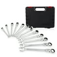 thumbnail image 1 of 12 Piece Metric Wrench Set, 180° Flex Head & 72 Tooth Ratcheting Wrenches with Blow Mold Storage Case, Chrome Vanadium Steel, 1 Set, Black, 1 of 7