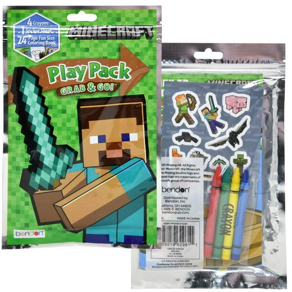 12 Piece Minecraft Grab n Go Play Pack Bulk, party favors, kid