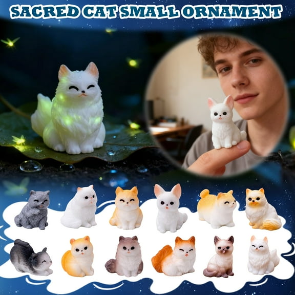 12 Piece Mini Cat Figurines Set, Micro Landscape Decor for Car and Desktop, Cute Home Decor Accents