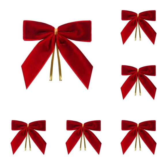 12-Piece Mini Velvet Christmas Bows, 3.5 x 3.5 Inch Pre-Tied Ribbon Bows with Wire Ties for Christmas Tree, Wreath, Garland, Gift Wrap and Holiday Crafts