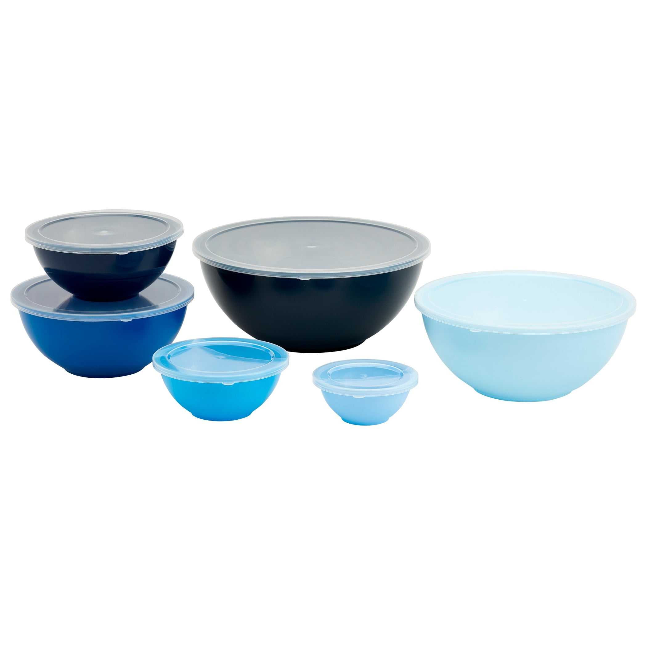 12 Piece Blue Plastic Mixing Bowl Set with Lids