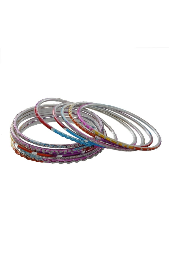 12 Piece Multicolored Bangle Bracelet Set For Children Age 4+