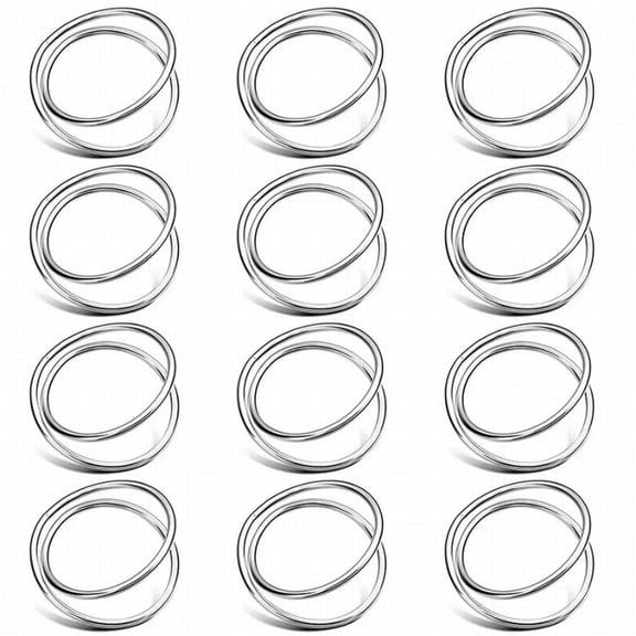 12-Piece Napkin Ring Set - Gold/Silver Alloy Spiral Serviette Holders for Weddings, Dinners & Party Table Decor
