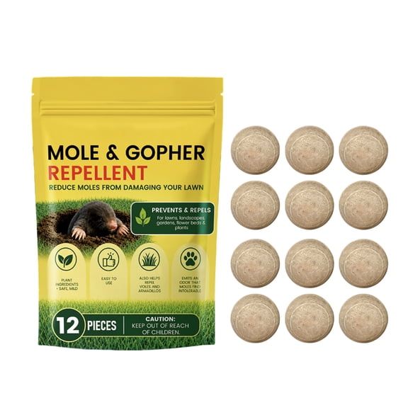 12 Piece Natural Mole and Snake Repellent for Yards,Rodent Repellent Balls,Gopher/Vole/Groundhog/Mole Repellent,Plant-Based Essential Mole Oil Deterrent for Garden, Lawns & Home