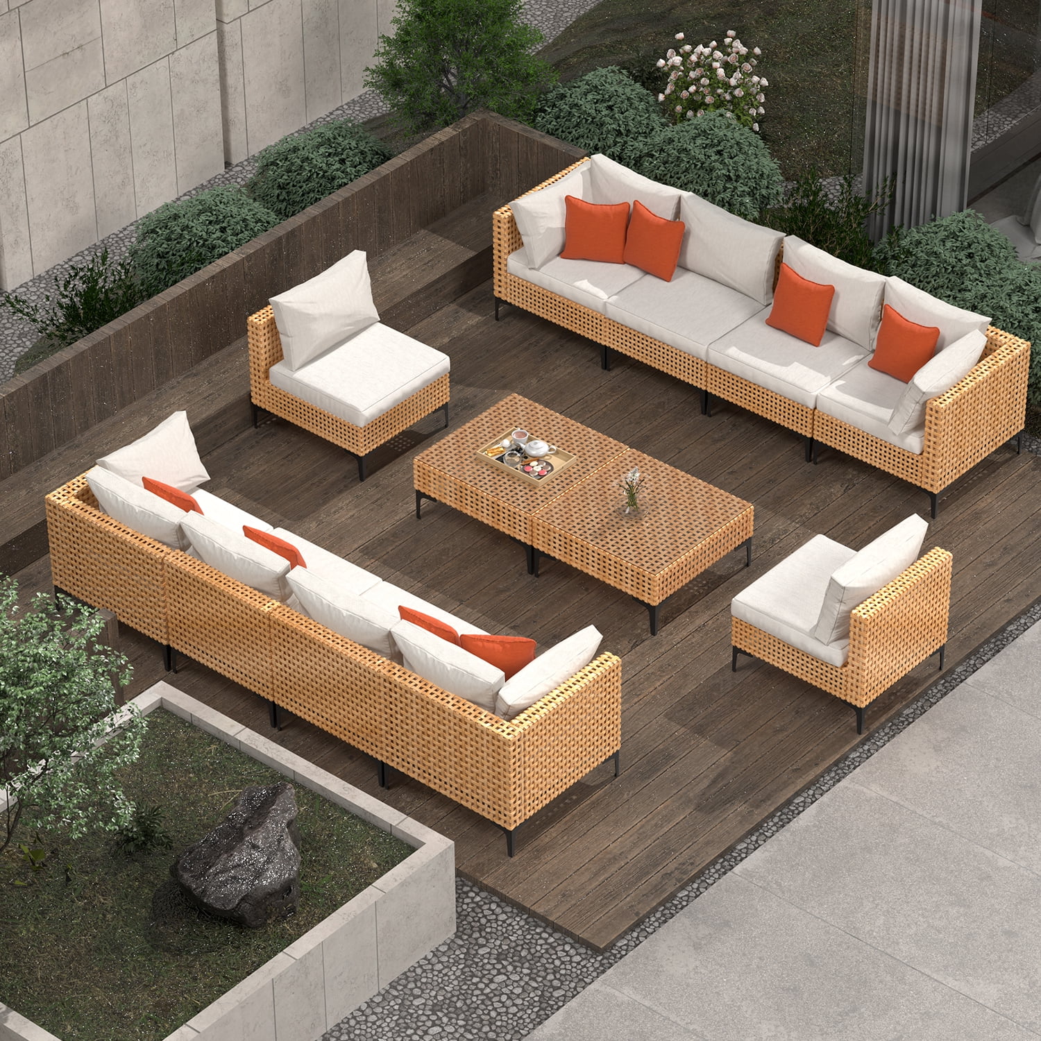 12 Piece Outdoor Patio Furniture Set Modular Outdoor Furniture Set ...