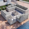 thumbnail image 1 of Sweecci 12 Piece Outdoor Patio Furniture Set, Ergonomic Wicker Patio Sectional Sofa with Stable Feet, 4" Cushions Conversation Set with Wood Table for Backyard Garden Deck,Grey, 1 of 6